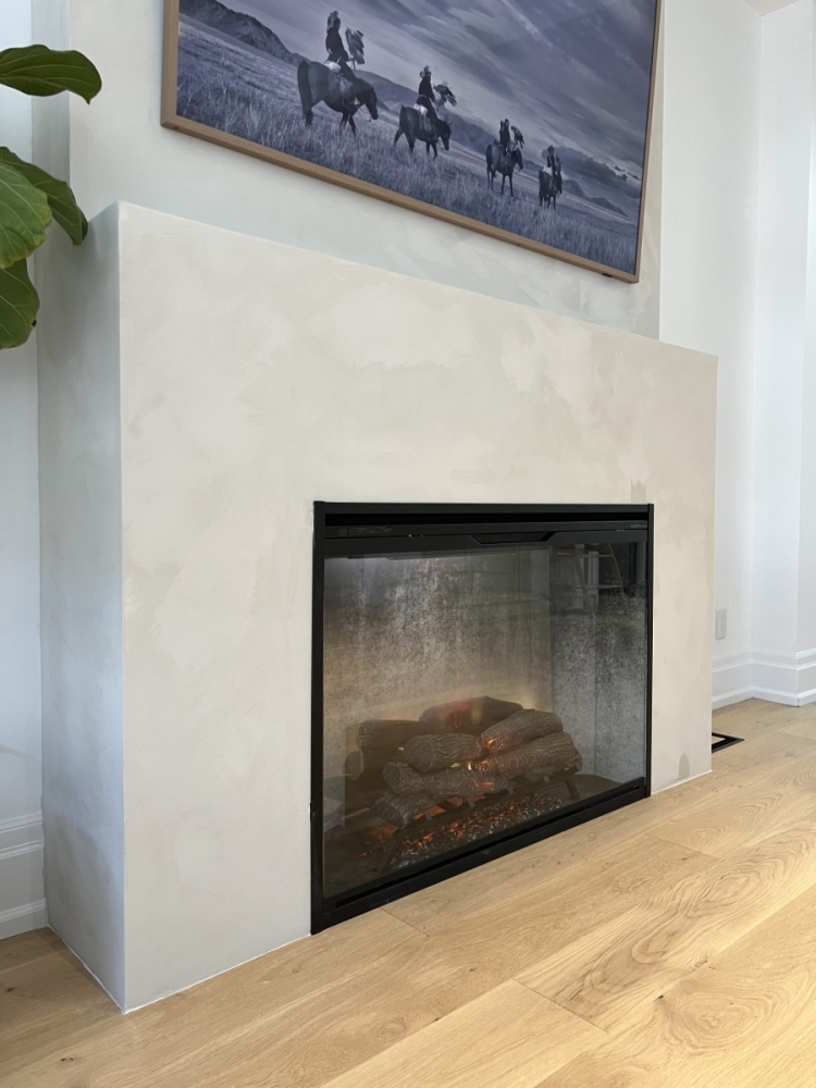 Limewash fireplace