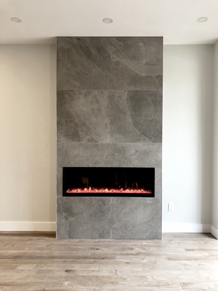 porclian tile fireplace